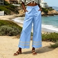 thumbnail image 6 of Kezqiaxn Womens Wide Leg Pants Drawstring Lace Splice Elastic Waist Loose Casual Trousers with Pockets Lounge Pants Women, 6 of 6