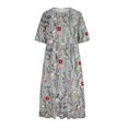 thumbnail image 4 of GaThRRgYP Flowy Dresses for Women,Women Fashion Printed Short Sleeve Round-neck Long Dress Gray M, 4 of 5