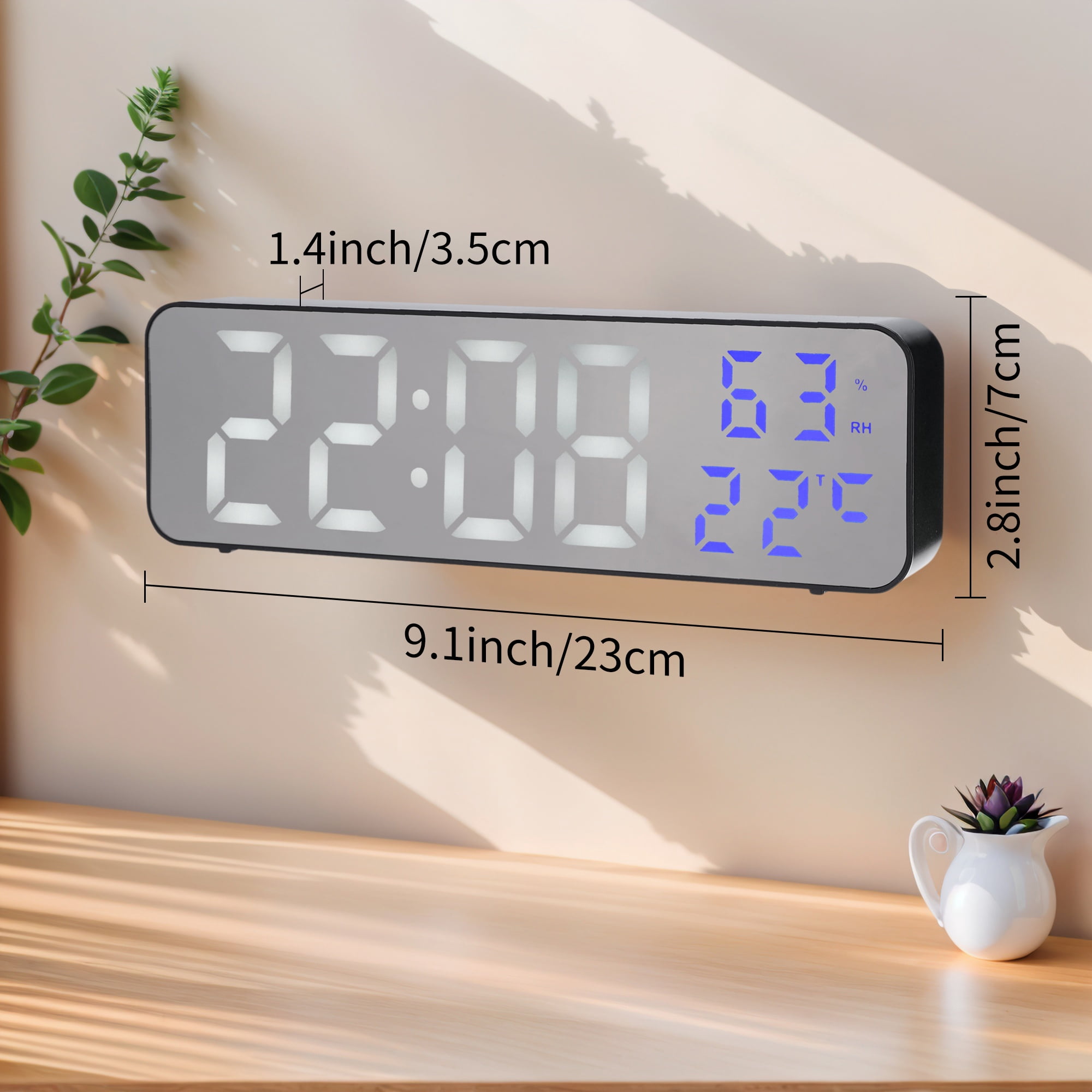 Unique Bargains Large Digital Clock Silent Non Ticking Modern Wall Clocks Blue