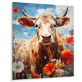 thumbnail image 2 of Designart "Floral Grazing Cow I" Animals Cow Metal Art Living Room, 2 of 5