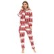 thumbnail image 2 of Conjunto de pijama de satén grueso supersuave para mujer con estampado navideño con capucha y cremallera, 2 of 4
