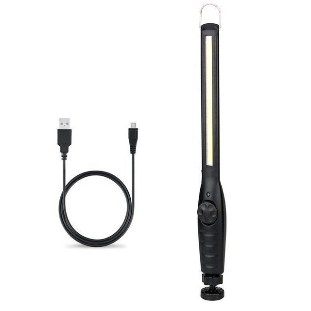 Luz de trabajo LED, luz de trabajo recargable plegable con base magnética y gancho, linterna giratoria de 360°, cable USB para reparación de automóviles, hogar, garaje, Rojo Verde