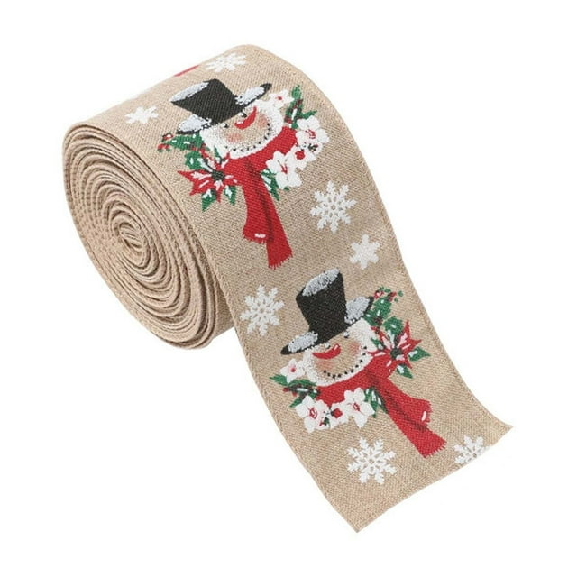Christmas Ribbon, Christmas Tree Printing Fabric Decorative Ribbon for Holiday Home Decor, Gift Wrapping and Craft Projects, 2-Meter^