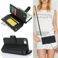 thumbnail image 3 of for iPhone 7 / iPhone 8 / iPhone SE 2022 & 2020 Wallet Case with Card Slots, Premium PU Leather Case, RFID Blocking Zipper Pocket Crossbody Wrist Strap Lanyard Shockproof Protective Cover, Black, 3 of 11