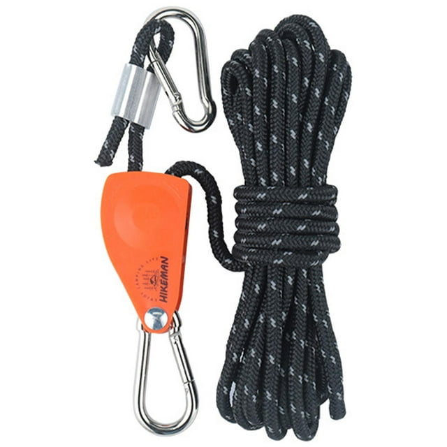 Suspensión de Cuerda de trinquete Zulema polea Ajustable reflectante para acampar Senderismo antideslizante 6mm 5m Negro