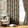 thumbnail image 2 of Vargottam Bird & Blooms Design Blackout Curtains - Set of 2 Panels, 52 x 108 Inches Each - Light Blocking & Thermal Insulated Drapes with Grommet Top for Bedroom & Living Room - Taupe, 2 of 9
