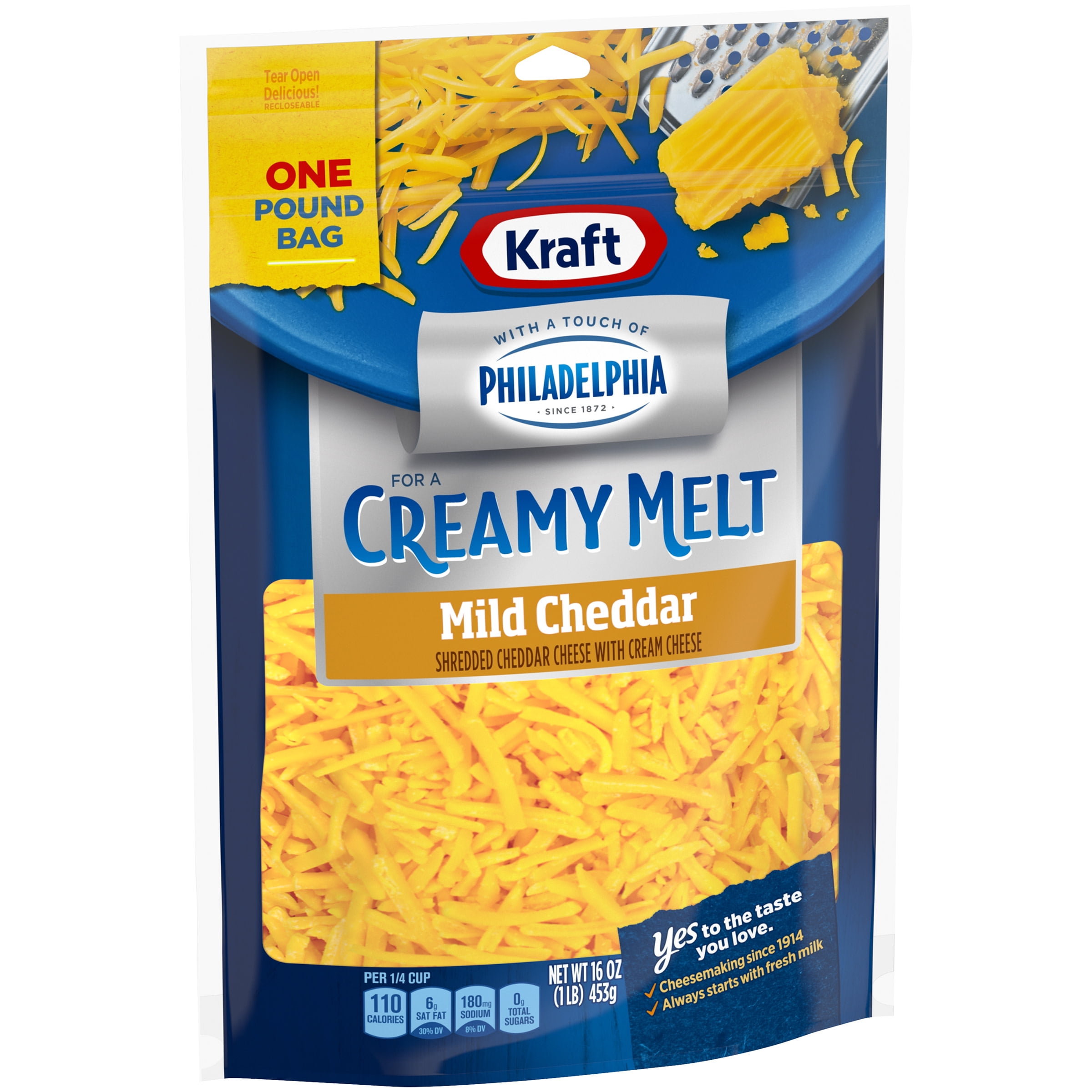 Kraft Shredded Mild Cheddar Cheese With a Touch of Philadelphia , 16 oz