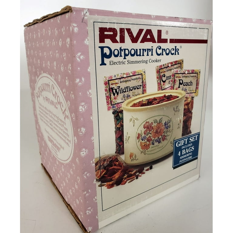 Vintage Rival Small Potpourri Crock Floral Design Electric Simmering Cooker  Gift Set Model 3206GBT