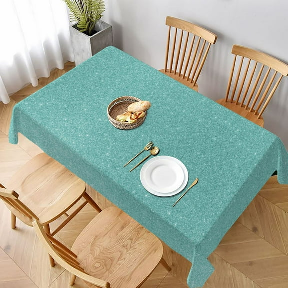 Table Cloth Rectangle Table, Teal Green Glitter Tablecloth 60 x 90 Inch, Wrinkle Resistant Decorative Fabric Table Cover for Dining Party Indoor Outdoor