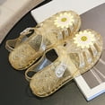 thumbnail image 4 of GobdXE Little Kids Sparkle Transparent Jelly Sandals Girls Floral Decor Hollow Closed Toe Summer Casual Pool Walking Flats Size:3-3.5 Years, 4 of 8