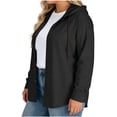 thumbnail image 3 of Lmnyox Plus Size Jacket for Women Lightweight Button Down Hooded Shirt Jacket Fashion Casual Hoodies Spring Outerwear, 3 of 7