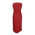 thumbnail image 4 of FRSASU formal Wedding Guest Ruffle Dresses for Women Cocktail V-Neck Sleeveless Wrap Ruched Party Graduation Dress Red, 4 of 6