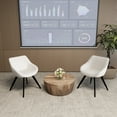 thumbnail image 2 of 29.53 Inch Round MDF Coffee Table and 2 PU Leather Dining Chair Set, Drum Shape Table for Kitchen, Living Room, Small Space, 2 of 9