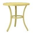 thumbnail image 7 of Hassch Weather Resistant Patio End Table w/ Slatted Top and Adjustable Feet, Round Powder-Coated Metal Side Table for Indoor Outdoor Use, 19.5"Dia x 20"H, Light Yellow, 7 of 7