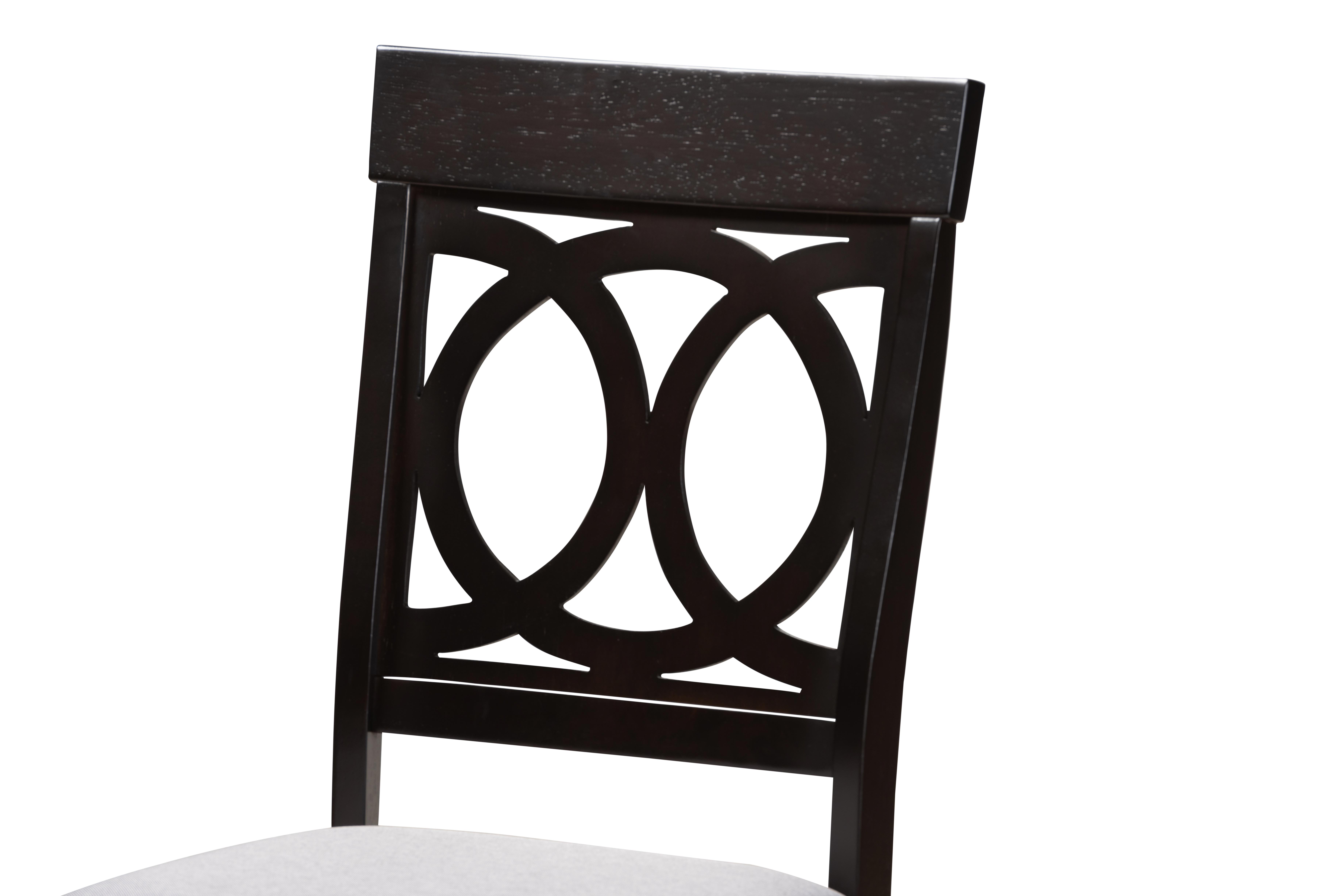 Baxton Studio Lucie Modern and Contemporary Grey Fabric Upholstered Espresso Brown Finished 5-Piece Wood Dining Set