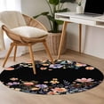 thumbnail image 4 of Black Spring Floral Round Area Rug 3.3Ft Washable Circle Rugs for Dining Room Table, Elegant Flowers Farmhouse Botanical Non-Slip Carpet Floor Mats Indoor Outdoor Carpet Runner Aesthetic Home Decor, 4 of 8