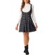 thumbnail image 1 of Vestido Pinafore U Cuello Tweed Cuadrícula A-Line S Negro para Mujeres Inspire Chic, 1 of 6
