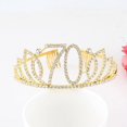 thumbnail image 1 of 1pc Girl's Birthday Tiara Crystal Rhinestone Birthday Tiara Queen Crowns Headband With Hair Combs Clip For 70th，Gold, 1 of 4