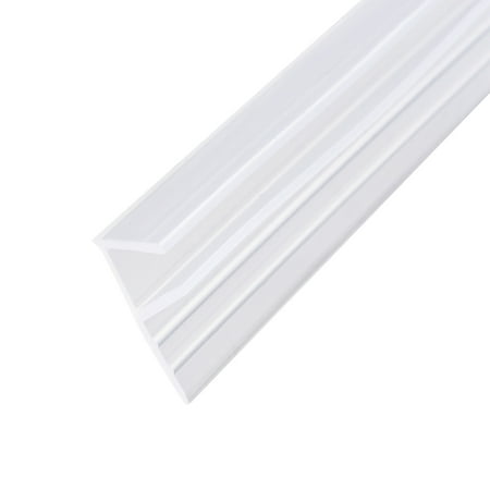 Uxcell 0.47''x0.39''x78.74'' F-Type Frameless Glass Door Bottom Side Seal Strip Plastic Clear 1pcs