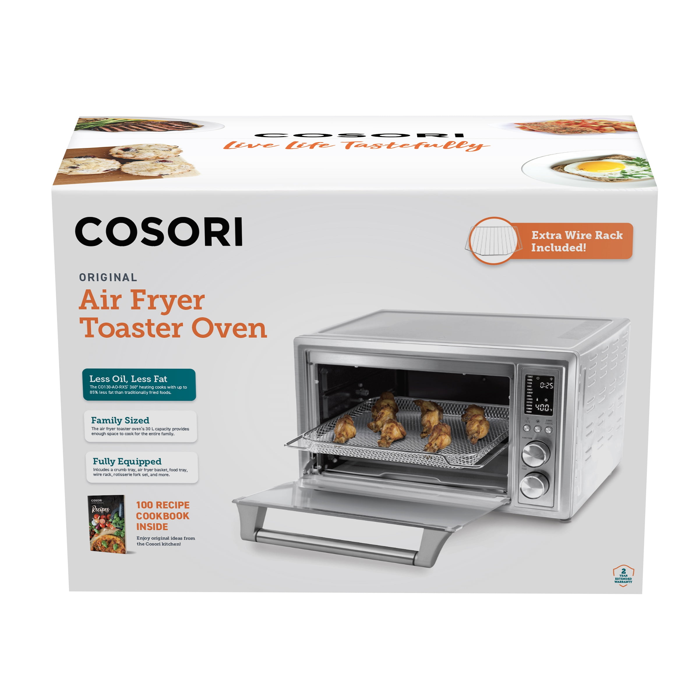 COSORI CO130-AO Air Fryer Toaster Oven Combo 12-in-1, 100 Recipes & 6  Accessories Included, 30L/31.7 QT, Silver & Accessories XL (C158-6AC) Set  of 6