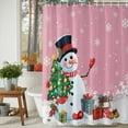 thumbnail image 3 of Cartoon Snowman Shower Curtains for Bathroom, Christmas Snowman Xmas Tree Snowfall Pink Waterproof Fabric Shower Curtain for Bathroom Bathtub Decoration, Machine Washable, 72"x72", 3 of 9