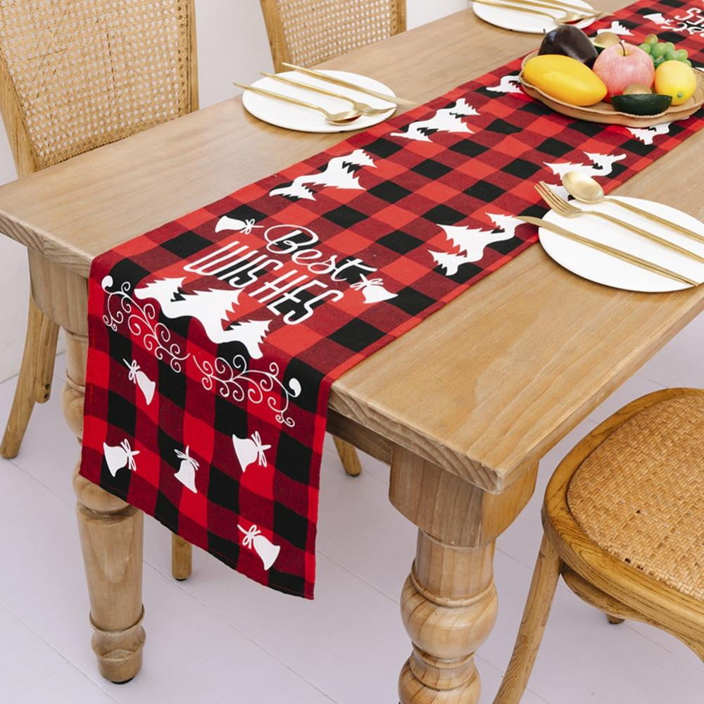 12 x 108 Inch, Red /& Black Bettery Home Buffalo Check Christmas Table Runner Cotton Linen Plaid Table Runner for Christmas Party Table Decoration
