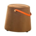 thumbnail image 3 of Abbracc Portable Round Ottoman Changing Shoes Stool Bench with Handle Space-Saving Solid Brown, 3 of 9