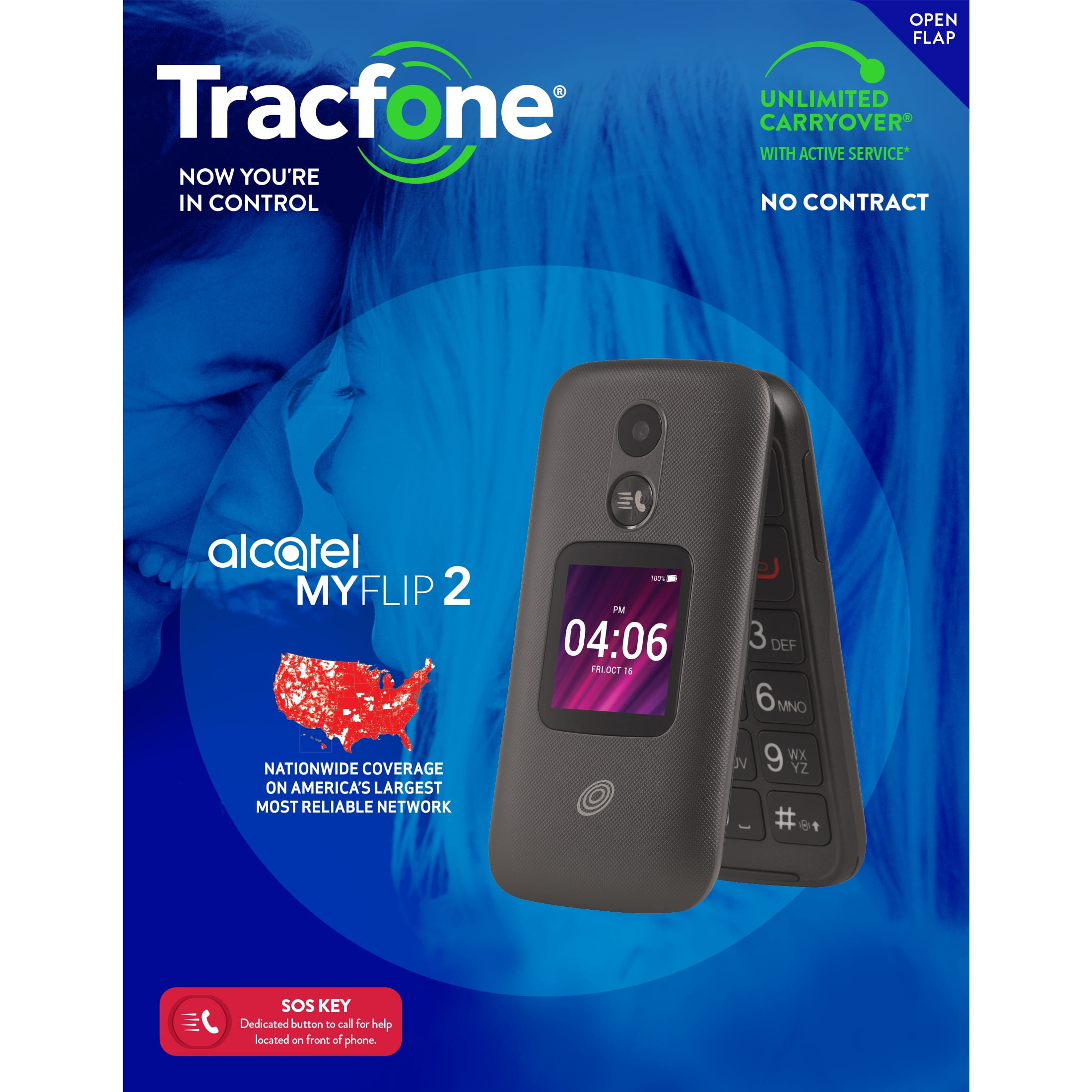 Tracfone TCL My Flip 2, 4GB, Black - Prepaid Phone - Walmart.com