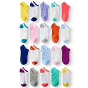 Wonder Nation Girls No Show Socks 20-Pack, Sizes S-L