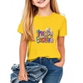 thumbnail image 2 of Lovskoo Happy Easter Eggs Shirts Boys Girls Bunny Tshirt Short Sleeve Cotton Tee Funny Rabbit Graphic Tshirts 7 Years Yellow, 2 of 4