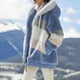 thumbnail image 4 of Cárdigan de forro polar para mujer, chaqueta cálida de felpa, abrigo suelto con capucha y bolsillo con cremallera, abrigo grueso de talla grande, sudaderas con capucha de piel sintética, prendas de ve, 4 of 5