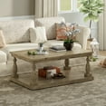 thumbnail image 1 of Rustic Floor Shelf Coffee Table with Storage,Solid Pine Wood, 1 of 4
