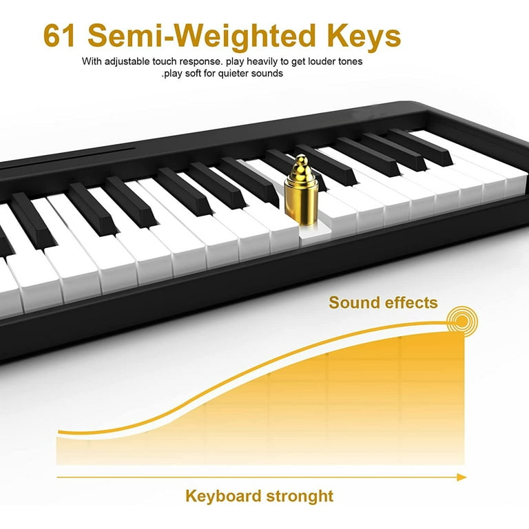 Track 7 61 Key Keyboard Piano,Folding Piano Keyboard,Semi Weighted Keys Portable Electic Digital Piano,Support USB/MIDI with bluetooth,Built-in Double