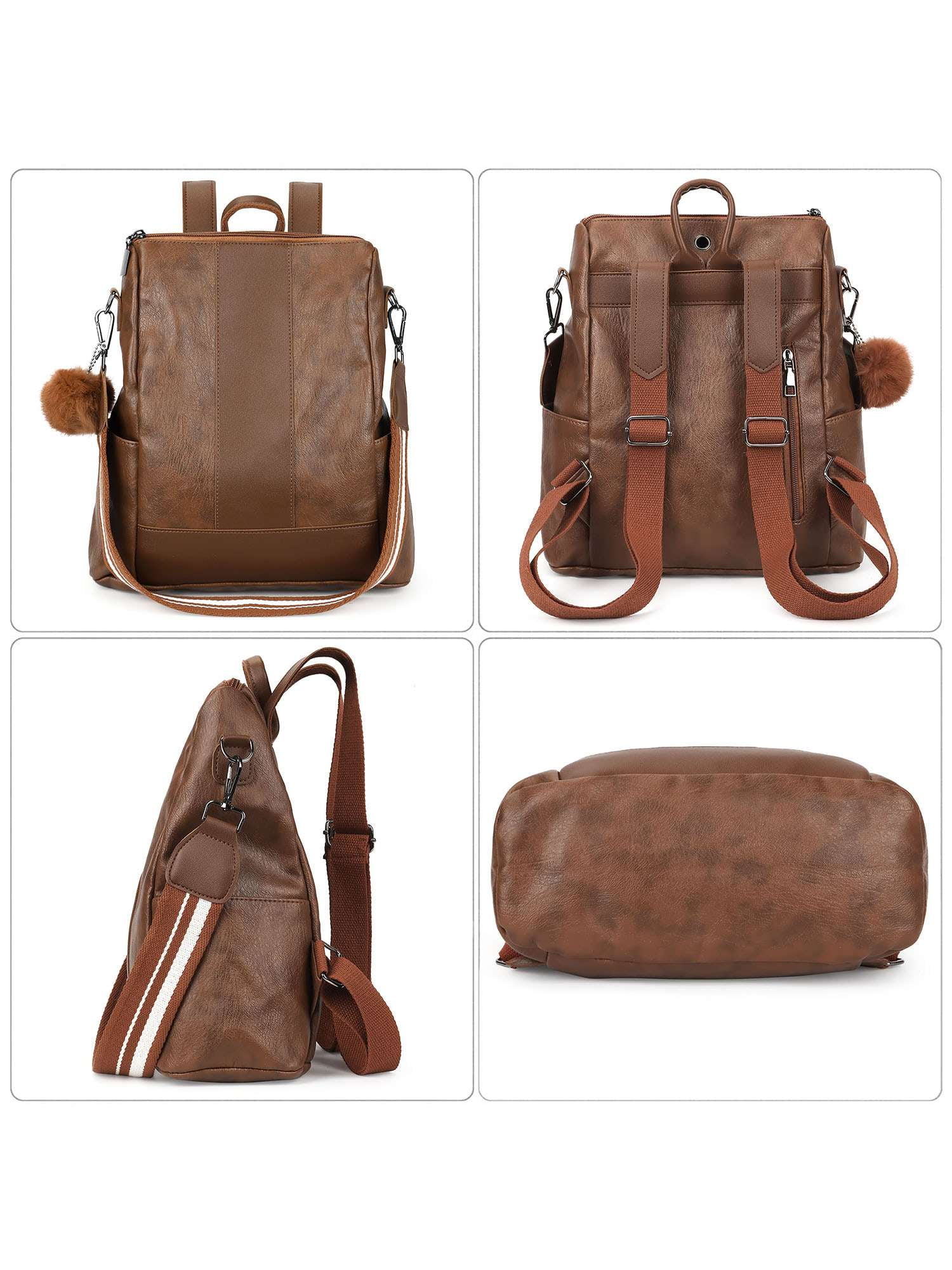 7576 Backpack Purse Fashion Backpack Purses PU Leather Daypacks Anti-Theft ALTOSY Soft Leather Backpack Purse For Women Anti-theft  main image 2