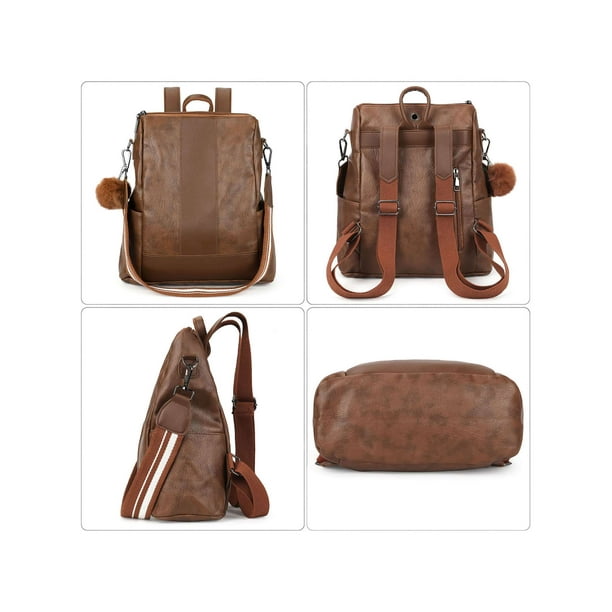 Deago Women Travel Backpack Purse Waterproof PU Leather Anti  display picture 1