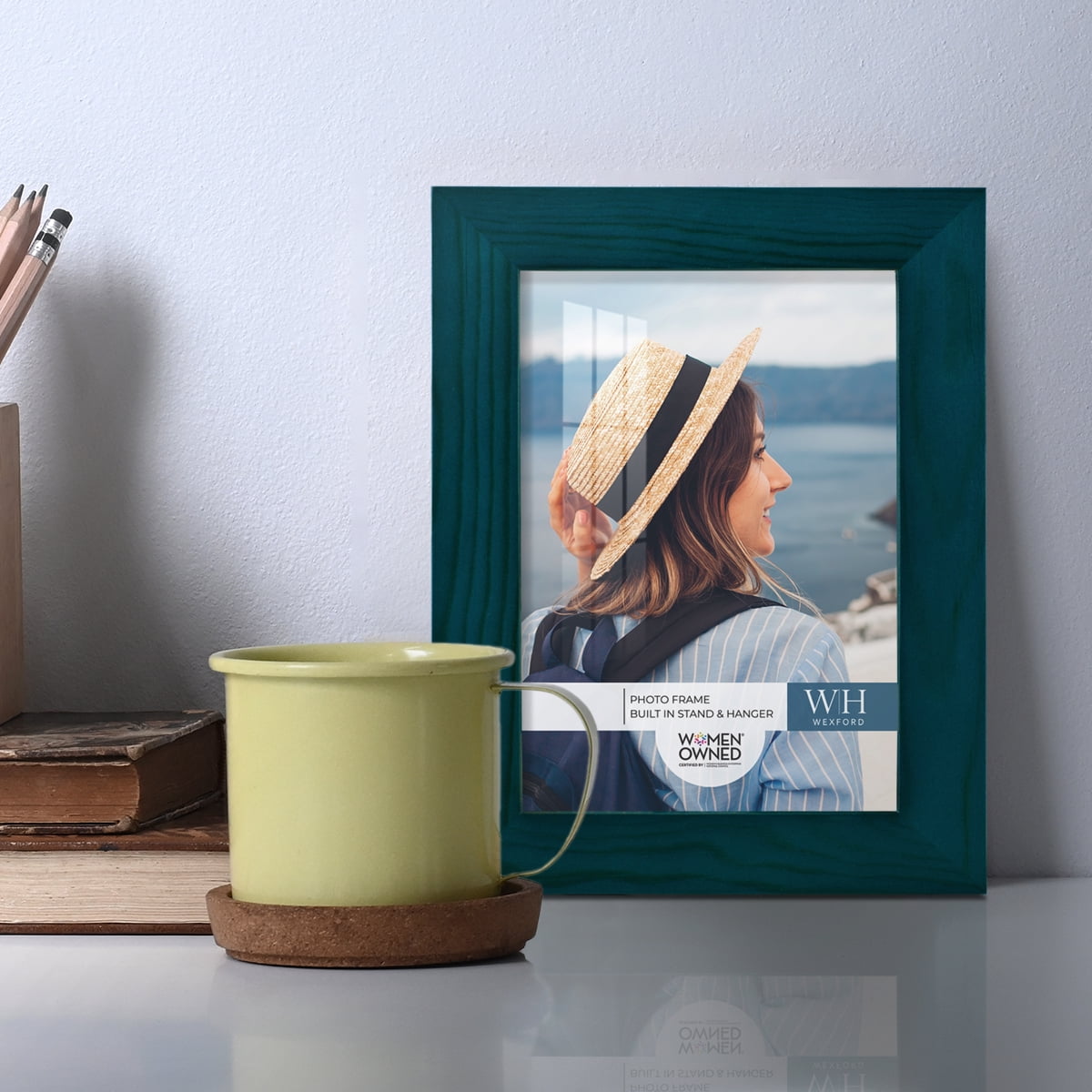 Woodgrain 3.5 in. x 5 in. Ocean Blue Picture Frame