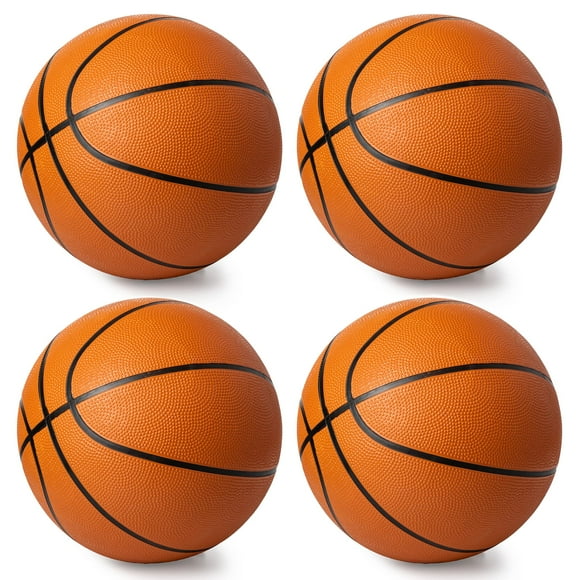4 Pcs. Rubber Basketball - Made for Indoor and Outdoor Basketball games with Deep channel construction, great for IndoorOutdoor Use, 2-Ply Butyl Bladder for Air Retention- SereneLife AccSLBS