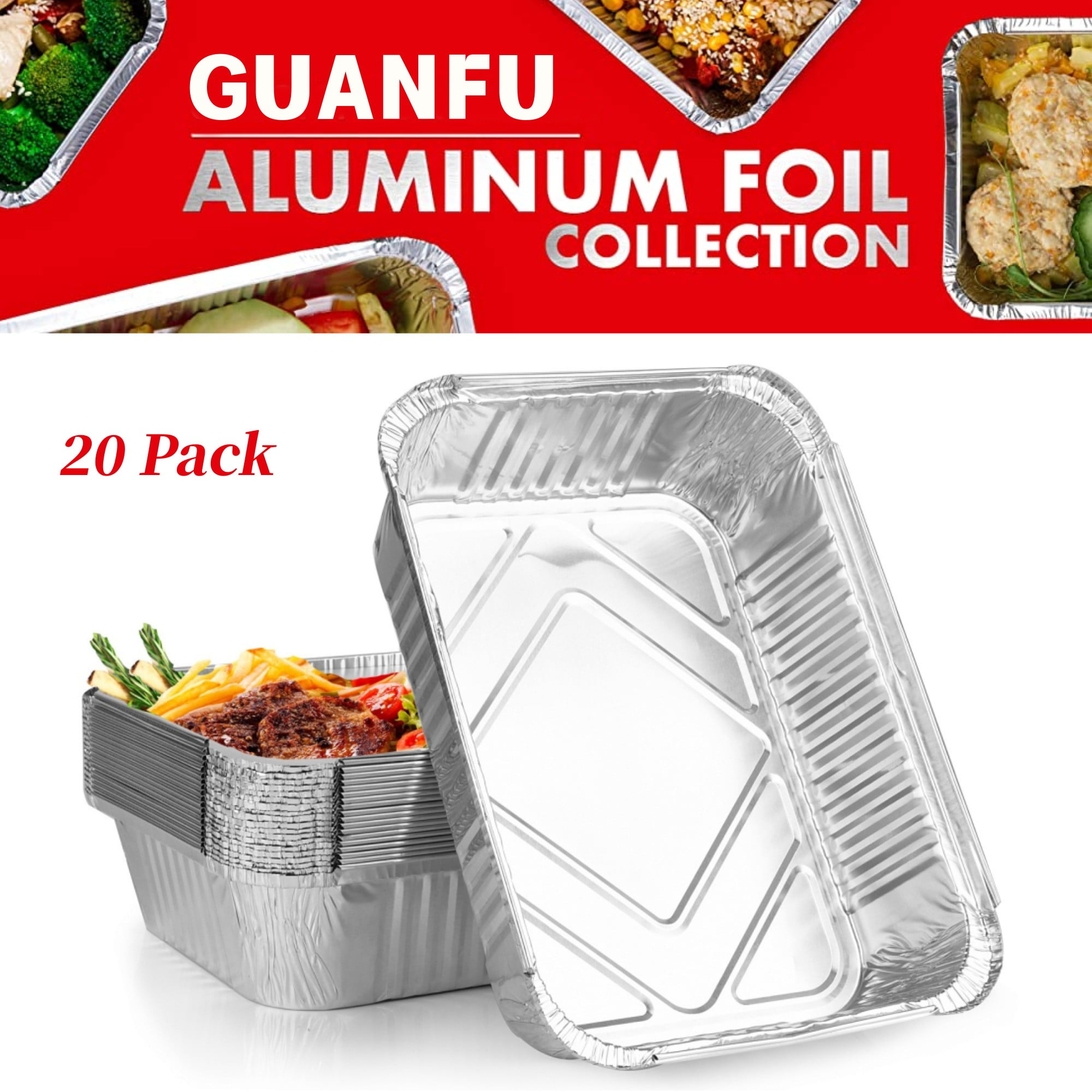 20Pcs Aluminum Pans 10.2" x 7.5" Disposable Tin Foil Loaf Pans