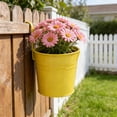 thumbnail image 4 of 4 Inch Railing Planter for Outdoor Plants - Small Balcony Hanging Flower Pots with Detachable Hooks and Drain Holes Metal Oval Bucket Rail Box Fence Planters for Home Garden Decor, Multicolor, 4 of 7