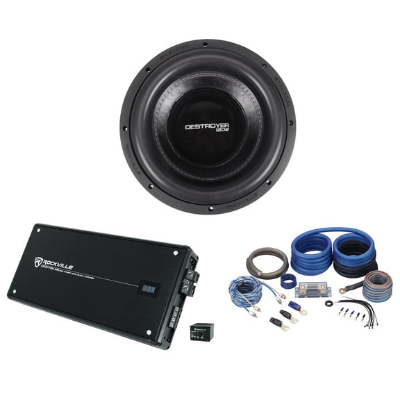 Rockville Destroyer 12D2 12" Competition Car Subwoofer Mono Amplifier Amp Kit