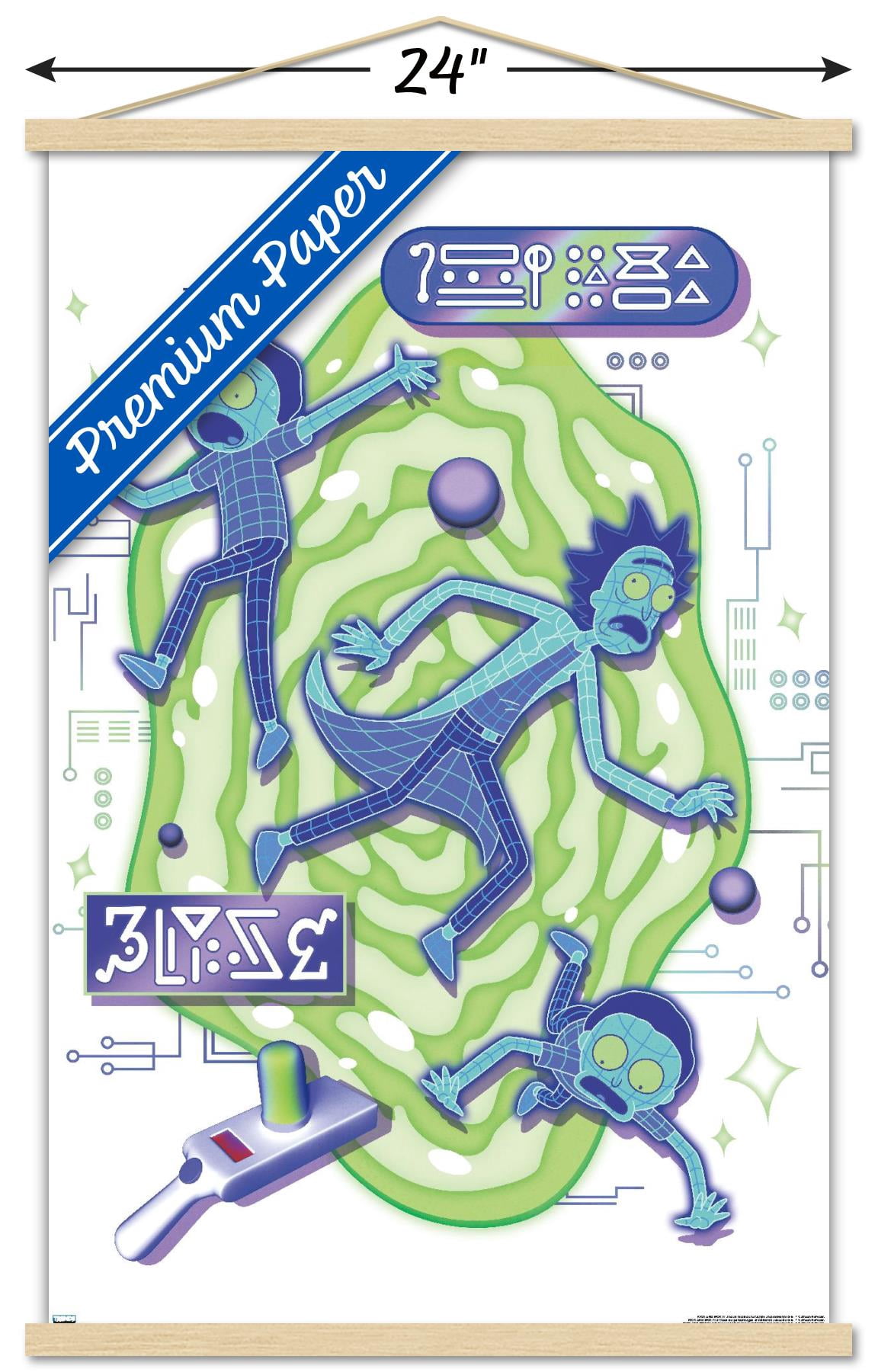 Rick and Morty - Portal Vaporick Wall Poster with Magnetic Frame, 22.375" x 34"