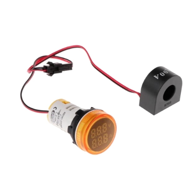 Medidor de Voltaje de CA Digital Billuyoard 0-100A 50-500V 22mm Amarillo