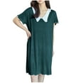 thumbnail image 6 of Sakmal Green Moomoo Sleep Dress for Women Cotton Long Plus Size Cute Night dress Solid Short Sleeve Nightgowns for Women, 6 of 6