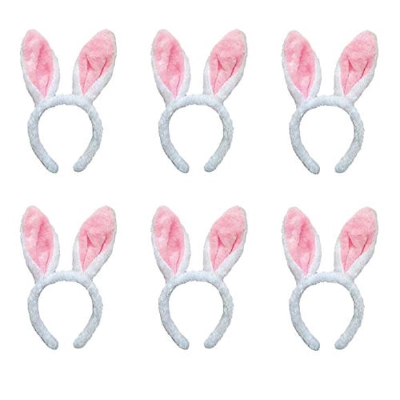 Jashem Plush Bunny Ears Hairbands 6 Pieces Cute Bunny Headband Bunny Ears Hairbands for Halloween Party Decoration Costume Party Favor