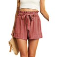 thumbnail image 1 of Shorts pour Femmes Rouge Rouille 14-bm avec Poches Shorts d'Été Décontractés pour Femmes Taille Décontractée Légers Ajustables Nœud Ample, 1 of 5