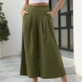 thumbnail image 4 of Pantalones sueltos para mujer, pantalones casuales con piernas anchas, cintura plisada, pantalones tobilleros con bolsillos para mujer OD Green XL, 4 of 6