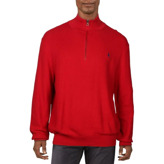 Polo Ralph Lauren Mens Mock Neck Knit Pullover Sweater Red XXL