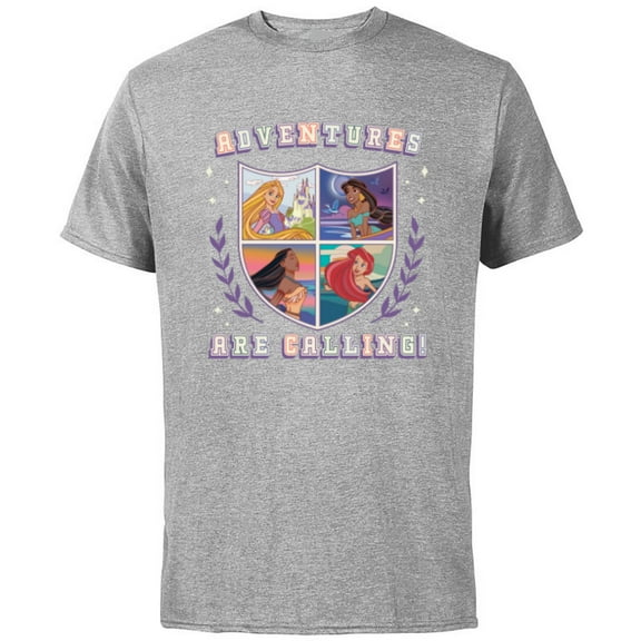 Disney Princess Squad Shield Crest Adventures are Calling - Short Sleeve Cotton T-Shirt for Adults - Customized-Athletic Heather