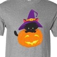 thumbnail image 4 of Inktastic Black Cat, Pumpkin, Cat With Witch Hat, Halloween T-Shirt, 4 of 5