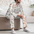 thumbnail image 7 of Naloa Watercolor Floral Men’s Pajamas Set - Long Sleeve Button Down Sleep Shirt and Pajama Bottoms Sleepwear Set-Medium, 7 of 7